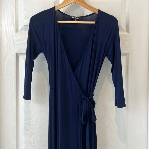 Lulus navy wrap dress - Picture 2 of 9